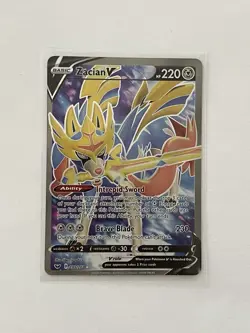 Zacian V 195/202 Sword & Shield Base Full Art Ultra Rare Pokemon TCG Card NM - Image 1