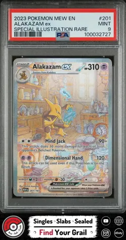 PSA 9 MINT Alakazam ex Special Illustration Rare #201 2023 Pokemon Mew En-151 - Image 1