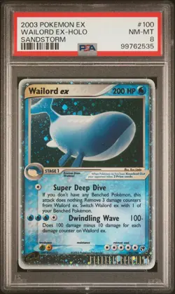 2003 POKEMON EX SANDSTORM #100 WAILORD EX-HOLO PSA 8 - Image 1