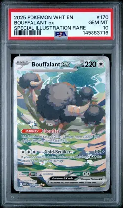 2025 Pokemon White Flare BOUFFALANT ex 170/086 Illustration Rare GEM MINT PSA 10 - Image 1