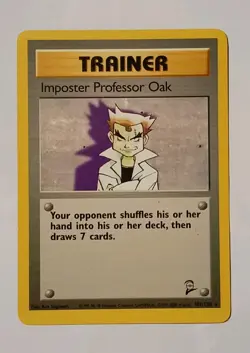 POKEMON TRAINER IMPOSTER PROFESSOR OAK BASE SET 2 VINTAGE 102/130 LIGHT PLAYED - Image 1