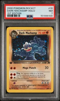 2000 POKEMON ROCKET 1ST EDITION #10 DARK MACHAMP-HOLO PSA 7 - Image 1