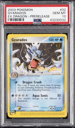 2003 POKEMON EX DRAGON PRERELEASE #32 GYARADOS PSA 10 - Image 1