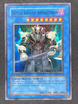Yugioh Demise, King of Armageddon SOI-EN035 Super Rare 1st Ed MP - Image 1