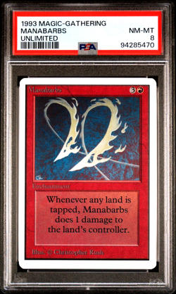 1993 MTG Magic the Gathering Unlimited Manabarbs Vintage Rare PSA 8 NM-MT POP 3 - Image 1