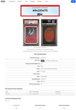 1993 MTG Magic the Gathering Unlimited Manabarbs Vintage Rare PSA 8 NM-MT POP 3 - Image 3