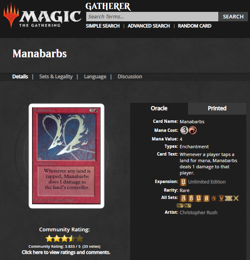1993 MTG Magic the Gathering Unlimited Manabarbs Vintage Rare PSA 8 NM-MT POP 3 - Image 4