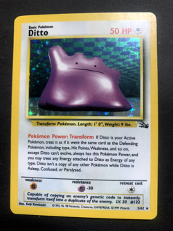Pokemon TCG Ditto Fossil 3/62 Holo Unlimited Holo Rare LP - Image 1