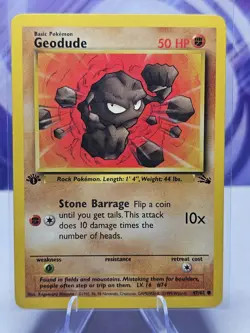 Geodude 47/62 Common Fossil Pokemon 1st Edition LP - Image 1