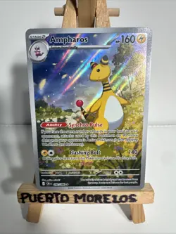 Ampharos 090/086 Pokemon Me04: Chaos Rising Illustration Rare Full Art Holo - NM - Image 1