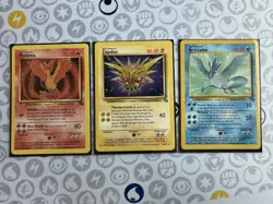 Pokemon Fossil Legendary Birds Set Moltres Zapdos Articuno Non-Holo - Image 1