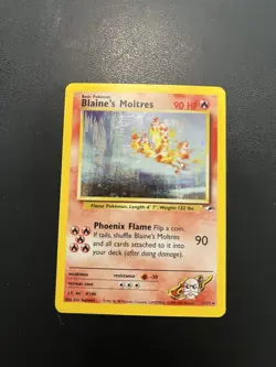 Pokemon TCG Blaine's Moltres 1/132 Gym Heroes Holo Rare English MP - Image 1