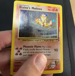 Pokemon TCG Blaine's Moltres 1/132 Gym Heroes Holo Rare English MP - Image 2