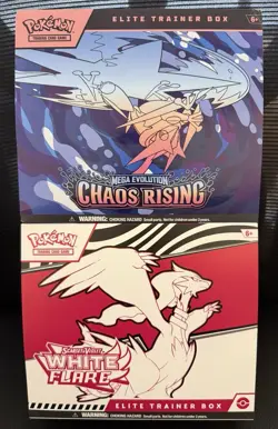 Pokemon ETB Lot: Mega Evolution Chaos Rising & S&V White Flare *Empty* - Image 1