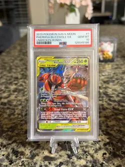 Pokemon Pheromosa & Buzzwole GX 1/214 Sun & Moon Unbroken Bonds - PSA 10 - Image 1