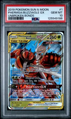 Pokemon Pheromosa & Buzzwole GX 1/214 Sun & Moon Unbroken Bonds - PSA 10 - Image 3