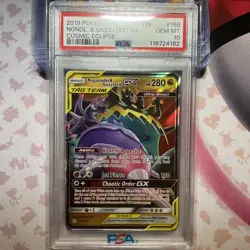 2019 Pokemon Sun & Moon Cosmic Eclipse Naganadel & Guzzlord GX 158/236 PSA 10 - Image 1