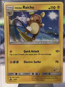 Pokemon Alolan Raichu Sun & Moon Promo Battle Academy Non-Holo Promo SM65 NM - Image 1