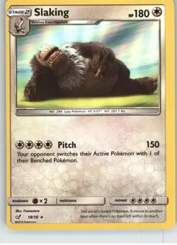 Slaking 18/18 Rare Detective Pikachu Pokemon Lightly Played - Image 1