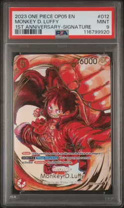 Monkey.D.Luffy 1st Anniversary Eiichiro Oda Signature ST01-012 - One Piece PSA 9 - Image 1