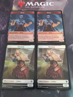 Mtg. 4x Soldier / Monk Double-Sided Tokens. Foil. Dominaria United. Nm - Image 1