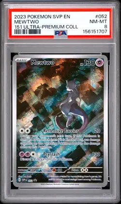 PSA 8 NM-MT Graded Pokemon 2023 Mewtwo SVP #052 S&V 151 UPC Black Star Promo - Image 1