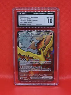 Pokemon Team Rocket's Moltres ex Ultra Rare Holo Card CGC 10 Mint 208/182 - Image 1