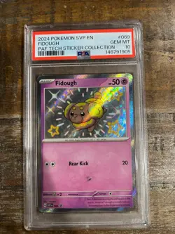 POKEMON 2024 Paldean Fates Tech Sticker Coll Promo FIDOUGH #069 PSA 10 Gem Mint - Image 1