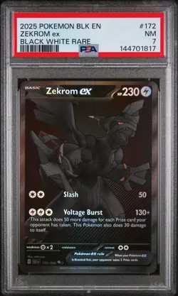 2025 Pokemon Black Bolt Zekrom ex and White Rare #172/086 PSA 7 - Image 1