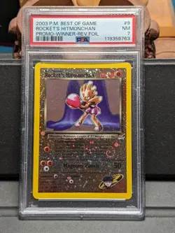 2003 POKEMON BEST OF GAME PROMO WINNER #9 ROCKET'S HITMONCHAN-REVERSE FOIL PSA 7 - Image 1