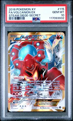 2016 POKEMON XY STEAM SIEGE SECRET #115 FULL ART/VOLCANION EX PSA 10 - Image 1