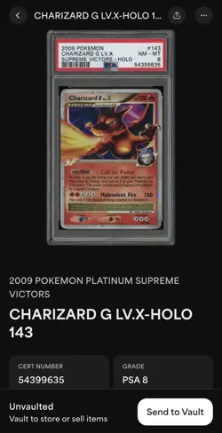 2009 POKEMON PLATINUM SUPREME VICTORS #143 CHARIZARD G LV.X-HOLO PSA 8 - Image 4