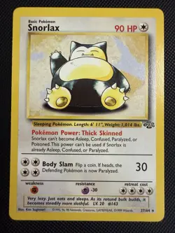 1999 WotC Pokemon TCG Jungle Unlimited Snorlax #27/64 Rare Non Holo LP - Image 1