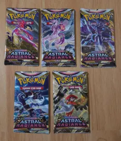 Pokemon TCG Sword & Shield Astral Radiance Booster Packs - Complete Art Set of 5 - Image 1