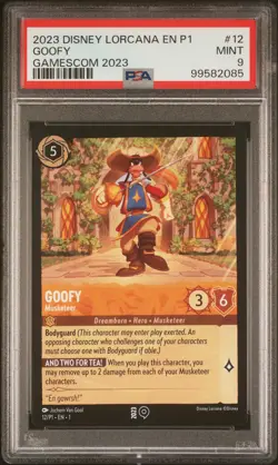 2023 DISNEY LORCANA EN P1-PROMO GAMESCOM 2023 #12 GOOFY - MUSKETEER PSA 9 - Image 1