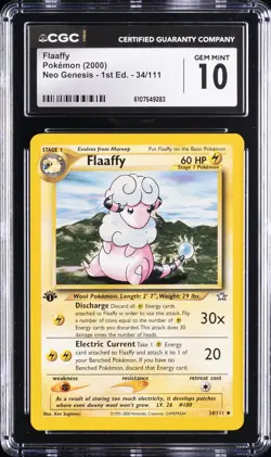 2000 POKEMON NEO GENESIS- 1ST ED. #34/111 FLAAFFY CGC 10 GEM MINT - Image 1