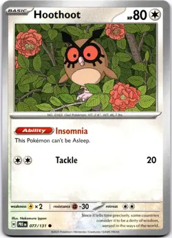 Hoothoot Common SV: Prismatic Evolutions 077/131 Pokemon Nakamura Ippan - Image 1