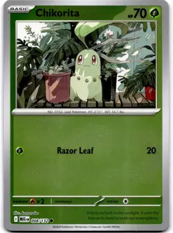 Chikorita Reverse Holo ME01: Mega Evolution 008/132 kamonabe Pokemon - Image 1