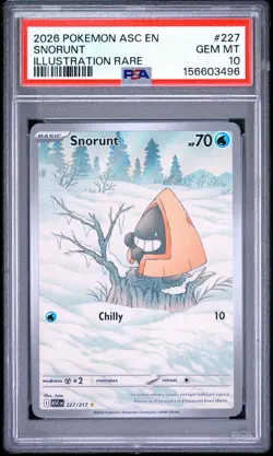 PSA 10 SNORUNT 227 POKEMON ASCENDED HEROES ILLUSTRATION RARE GEM MINT - Image 1