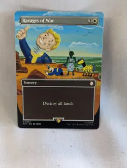 Ravages Of War Borderless Fallout PIP MTG Magic Gathering Mythic 0354 in hand - Image 1