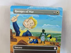 Ravages Of War Borderless Fallout PIP MTG Magic Gathering Mythic 0354 in hand - Image 2