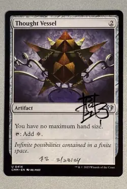 1 x Thought Vessel Non-Foil Commander Masters MTG Cards Signed by rk post - Image 1