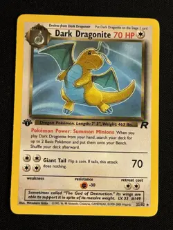 Pokemon Card - 1st Edition Dark Dragonite Non Holo Rare Team Rocket LP+ - Image 1