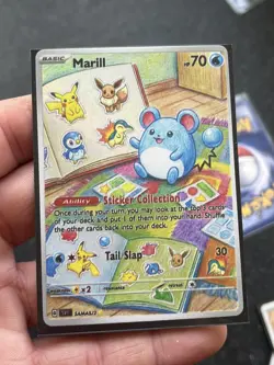 Marill pikachu Fan Art ex Heroes Holo Mega Flames Custom Evolutions Card #151 - Image 1