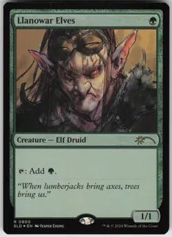 MTG Llanowar Elves 0800 Rainbow Foil NM Secret Lair Drop Series Magic 800 - Image 1