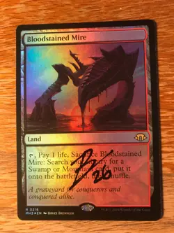 Magic the Gathering MTG foil Bloodstained Mire Modern Horizons 3 signed NM - Image 1