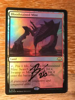 Magic the Gathering MTG foil Bloodstained Mire Modern Horizons 3 signed NM - Image 2