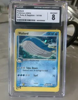 Pokemon EX Ruby Sapphire Wailord 14/109 Holo Rare Cgc 8 - Image 1