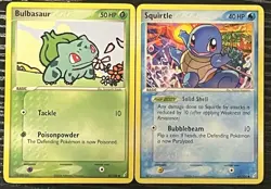 Bulbasaur 045/100 & Squirtle 64/100 Crystal Guardians Common Pokemon TCG LP - Image 1