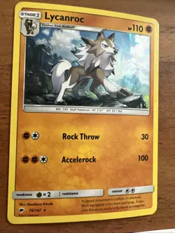 Pokemon TCG - Lycanroc 76/147 - Rare - Cracked Ice Holo - Burning Shadows - MP - Image 2
